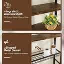 4-Tier Over-the-Toilet Storage Rack with One-Piece Wooden Shelves & Open Net Basket, Bathroom Organizer with Adjustable Feet & Anti-Tip Kit, Space-Saving Toilet Shelf, Brown, 24.4" x 9.4" x 69.3"