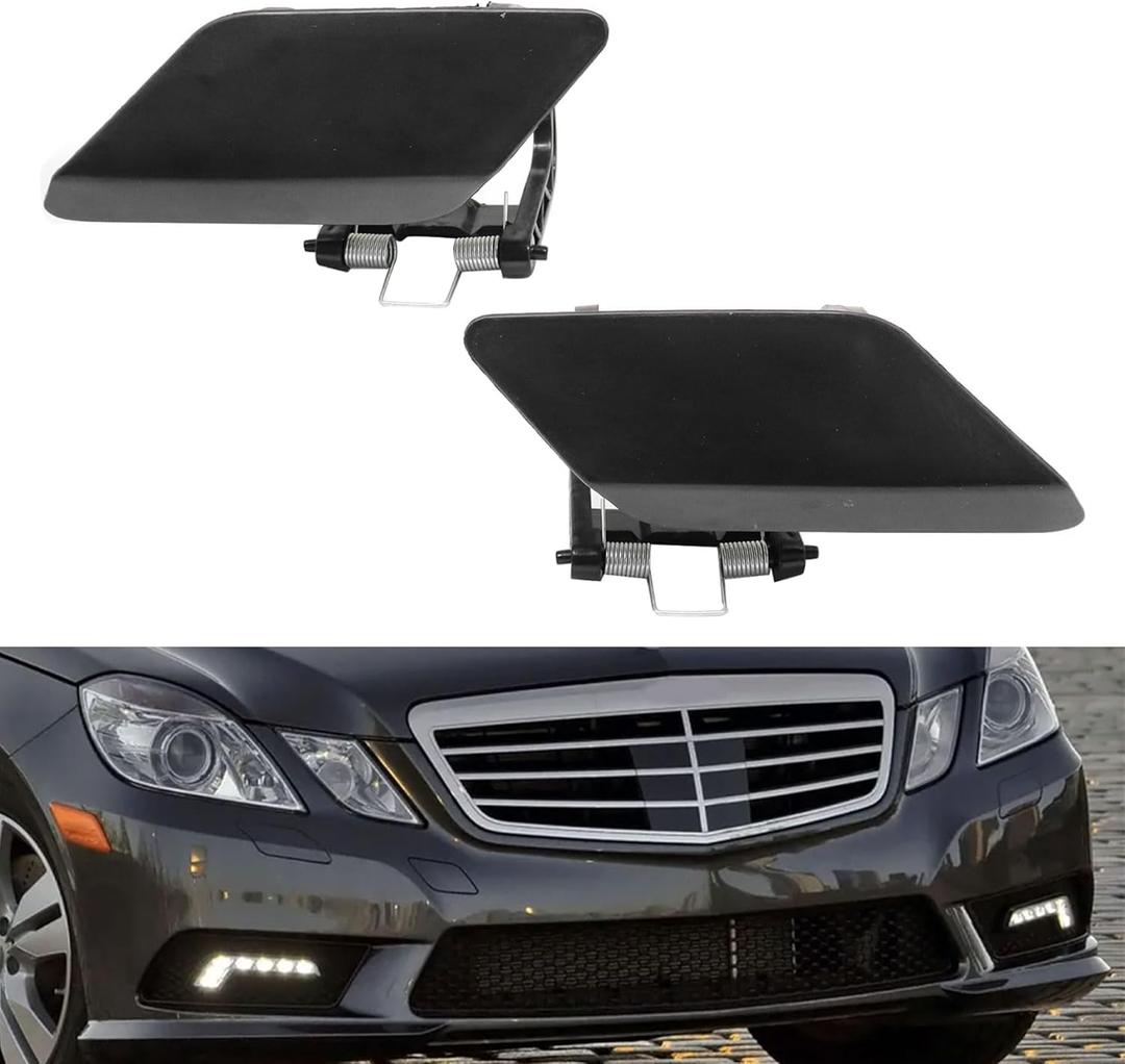 2Pcs Headlight Washer Cover A2128600208 A2128600108 Fit for Mercedes-Benz E350 E400 E550 2010-2013 Left & Right Front Bumper Headlight Washer Cover Cap