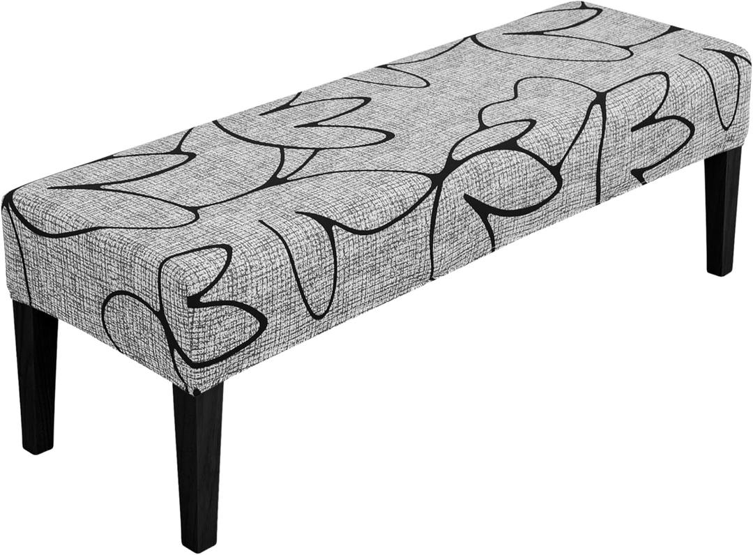 SPRINGRICO Stretch Dining Bench Cover, Removable Bench Slipcover Washable Bench Seat Protector Rectangle Bench Cover for Dining Room, Living Room, Bedroom, Kitchen (Lotus Gray)