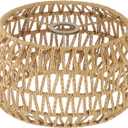 Rattan Lamp Shade, Retro Farmhouse Wicker Lampshade Replacement, 12.6" D×6.7" H Large Round Woven Lamp Shade for Floor Light, Pendant Light, Chandelier, Drum Shade
