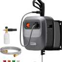Giraffe Tools Grandfalls Retractable Pressure Washer G20, 2500 PSI 2.2 GPM, 180 Wall Mounted Power Washer, Auto-Retract with 65ft Pressure Hoses, 5 Nozzles for Floor/Cars/Fences/Patios, Dark Silver