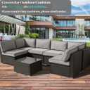 14Pcs Outdoor Cushion Covers Replacement Washable w/Zipper for 6-Seaters Sofa Patio Slipcovers Set Seat and Back Covers Only-25.6x25.6x3.9inch