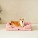 EHEYCIGA Orthopedic Dog Beds for Large Dogs, Waterproof Memory Foam Large Dog Bed with Sides, Non-Slip Bottom and Egg-Crate Foam Pet Couch Bed with Washable Removable Cover, Dusty Pink