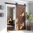 SMARTSTANDARD 6.6 Feet Heavy Duty Sliding Barn Door Hardware Kit, Black, Smoothly and Quietly, Simple and Easy to Install, Fit 36"-40" Wide Panel (Industrial Bigwheel Hangers)