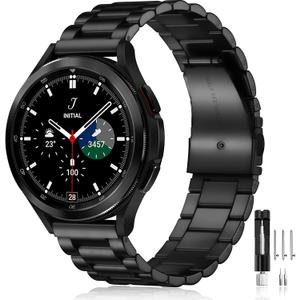 Lerobo Compatible with Samsung Galaxy Watch 8 7 6 5 4 Band 44mm 40mm/Galaxy Watch 6 4 Classic Band 43mm 47mm 46mm 42mm/Active 2 40mm 44mm, 20mm Stainless Steel Metal Replacement Men Women