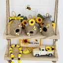 Bee Hive Decor,3 Pack Bumble Bee Rustic Hive,Natural Bee House, Bumble Bee Theme Party Decor Spring Summer Rustic Farmhouse Kitchecn Table Decorations, Honey Bee Tiered Tray Decoration