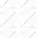 Clear Umbrella for Rain, Dome Bubble Umbrellas for Wedding, Windproof Transparent Umbrella with Large Canopy, Reinforced Fiberglass Frame & Aluminum Shaft, Lightweight for Prom & Outdoor Events, White, 6 Pack 