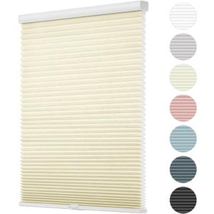Changshade Custom Size Cellular Window Blinds Cordless, Light Filtering Pleated Honeycomb Shades, 1.5 inch Single Cell Cellular Shades for Bedroom, Bathroom, French Door, Beige, JZCMC-CEL-BG-D
