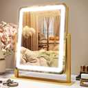 ROLOVE Vanity Mirror with Lights, 12.6"×15" LED Makeup Mirror, Lighted Makeup Mirror with Lights, Smart Touch Control Dimmable 3 Modes Light, Lighted Up Mirror for Makeup Desk, White