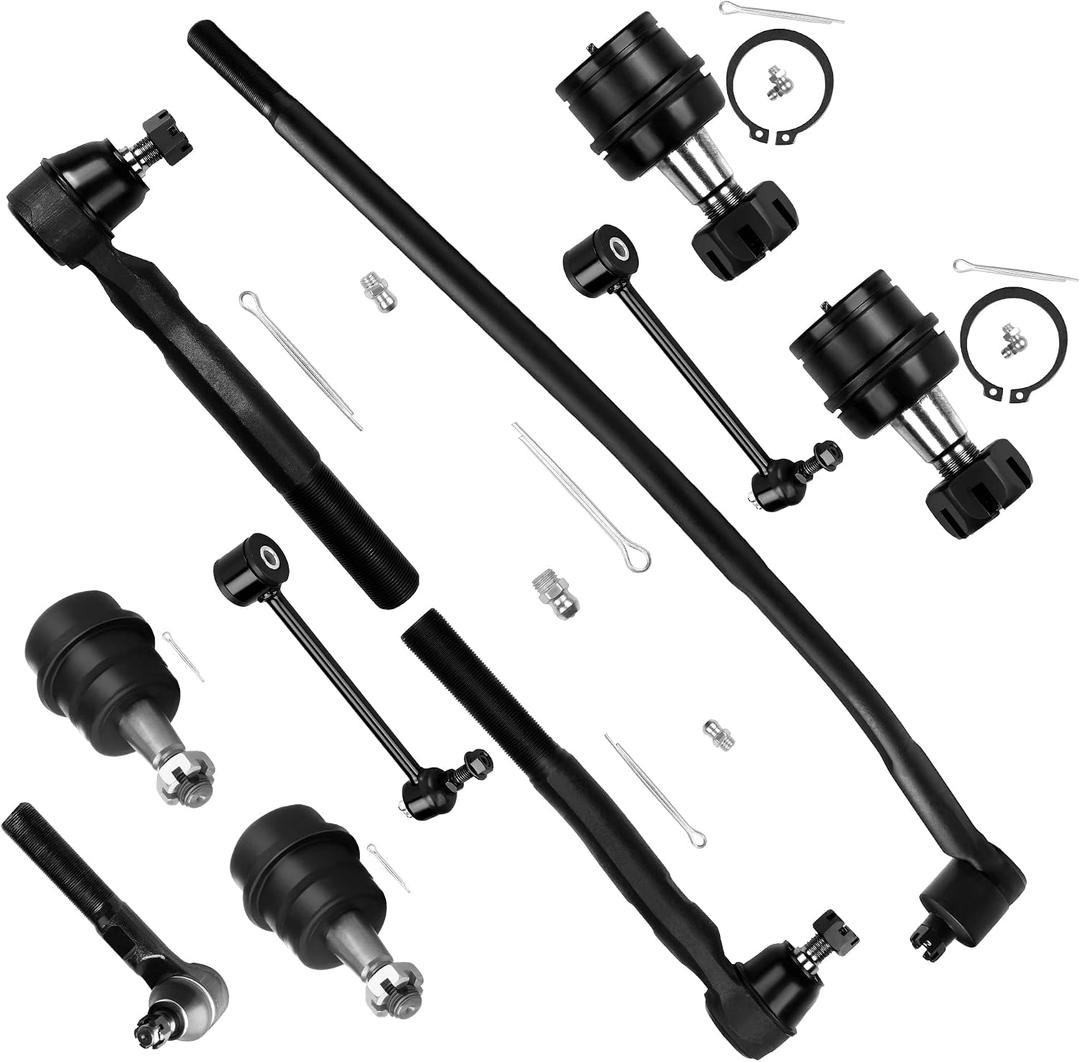 SCITOO 10pcs Suspension Kit For 2007-2017 For Jeep Wrangler w/Suspension Parts Lower Upper Ball Joint Sway Bar Link Inner Outer Tie Rod End