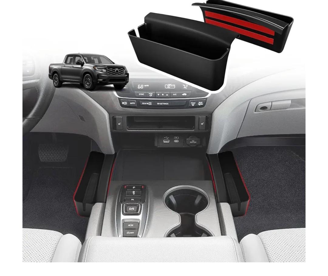 Muslogy for 2017-2024 2025 2026 Ridgeline Center Console Shifter Storage Box ABS Material Console Side Organizer Left & Right 2PCS Set with Stronger Tape Compatible with Honda Ridgeline 2017-2026