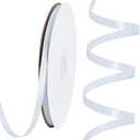 TONIFUL 1/4 Inch x 100yds White Satin Ribbon, Thin Solid Color Satin Ribbon for Gift Wrapping, Crafts, Hair Bows Making, Wedding Party Decoration, Invitation Cards, Floral Bouquets,Halloween,Christmas