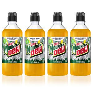 SodaStream Diet Mountain Dew New Pour Bottles, Soda Drink Mix, 14.9 Fl Oz (4 Pack) (EXP 04/03/27)