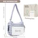 Quilted Puffer Tote Bag Large Crossbody Shoulder Bag Nylon Puffy Bubble Bag with Adjustable Shoulder Strap (Gray)