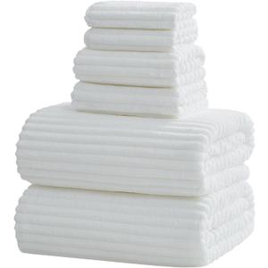6-Piece Bath Towel Set(30"x60"), 2 Large Bath Towel Sheets, 2 Hand Towels and 2 Washcloths - Highly Absorbent Quick Dry Microfiber,Ultra Soft Towel Set for Bathroom(White