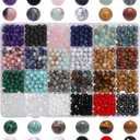 720pcs 6mm Natural Round Stone Beads Gemstone Crystal Loose Beads Smooth Bead for Bracelet Necklace Earring Jewelry Making Kit