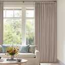 70 Inch Extra Wide Blackout Curtain 90 Inches Long for Living Room Pinch Pleated Thick Linen Thermal Insulated Drapes Back Tab Burlywood Birch 100% Black Out Curtain for Bedroom Large Window 1 Panel