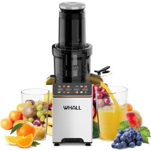 whall Masticating Slow Juicer, Professional Stainless Juicer Machines for Vegetable and Fruit, Touchscreen Cold Press Juicer with 2 Speed Modes,Gold (4.8"D x 7.08"W x 16.53"H)