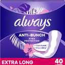 Always Anti-Bunch Xtra Protection Daily Liners Extra Long Unscented, Anti Bunch Helps You Feel Comfortable, 40 Count