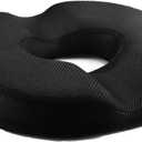 Donut Pillow for Tailbone Pain, Hemorrhoid Tailbone Donut Firm Pillow Memory Foam Seat Cushion Pain Relief for Hemorrhoid Treatment, Coccyx, Prostate, Sciatica, Surgery, Black