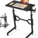 Enayplon Small Standing Desk with Wheels, Portable Treadmill Desk, Rolling Desk Adjustable Height for Laptop, Mobile Standing Table for Walking Pad, Bedside Table