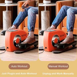 Under Desk Elliptical Machine for Seniors Rehab Electric Seated Leg Foot Pedal Exerciser Bike, Portable Trainer for Home & Office with Remote and LCD Monitor, Orange