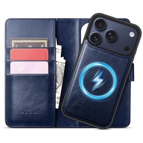 DJBull 2-in-1 Detachable Wallet Case for iPhone 17 Pro 6.3" RFID Blocking Flip Folio with Card Holder | PU Leather Shockproof Protective Cover Women Men for Apple 17 Pro Phone Case Blue