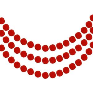 MECCANIXITY 3Pcs Felt Ball Garland Red Pom Pom Garland Handing Balls 8.2 Feet Long 24 Balls Party Banner Decor for Christmas Birthday Party Decoration