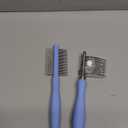 Dematting Comb for Doodles & Poodles, Dual-Sided Comb Tool for Long Curly Haired Dogs, Grooming Brush Kit for Removing Mats and Tangles, Stainless Steel, Beech Wood (Blue)