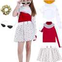 QRT Girls Zombies Costumes, Kids Halloween Nova Costume Cosplay daywalker Mesh Top Pant Skirt Dress Hooded Coat Uniform Size 130