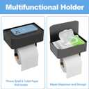 JUYSON Toilet Paper Holder with Shelf, Flushable Wipes Dispenser Fits for Bathroom Wipe Storage, Keep Your Wipes Hidden Out of Sight - SUS304 Stainless Steel Wall Mount Organizer (Matte Black)