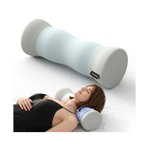 Neck Roll Pillow - Memory Foam Round Neck Pillow - Ergonomic Cervical Roll Pillow, Breathable & Removable Cover - Multi-Use Bolster Pillow for Neck, Leg, Back, Yoga (Blue Grey)