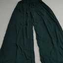 Women's Loose Straight Leg Palazzo Pants High Elastic Waist Causal Trousers with Pockets (Medium, Dark Green)