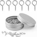 Weico 300pcs Screw Eye Pins Hooks, Small Metal Hoop Eye Pin Screws for DIY Jewelry, Charm Bead Pieces/Arts & Crafts Projects/Cork Top Bottles/Charm Bead Pieces(10X5mm) (silver)