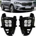 N / A For KIA Sorento L/LX/LX V6/ EX V6 2019 2020 4 Eeys Style Daytime Running Lights Fog Lamp Accessories Cover Day Light Accessories, Cover Day Light with Bezel