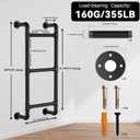 Black 3-Rung Window Well Ladder, 3FT Egress Wall Mounted Ladder for Indoor Climb Use, Wall/Floor Mountable Iron Step for Loft, Basement, Blanket Rack, Farmhouse, Space-Saving