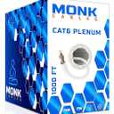 MONK CABLES | CAT6 Plenum Cable 1000ft | UTP, 23AWG, 550MHz | DSX-8000 Certified | Most Certified Cable of The Whole Market (White)
