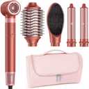 5 in 1 Blow Dryer Brush-All-in-One Hair Tool Quick Drying, Hot-Air Curling Feature, Anti-Frizz Straightening, Volumizing Effect, Gentle On Hair-Red