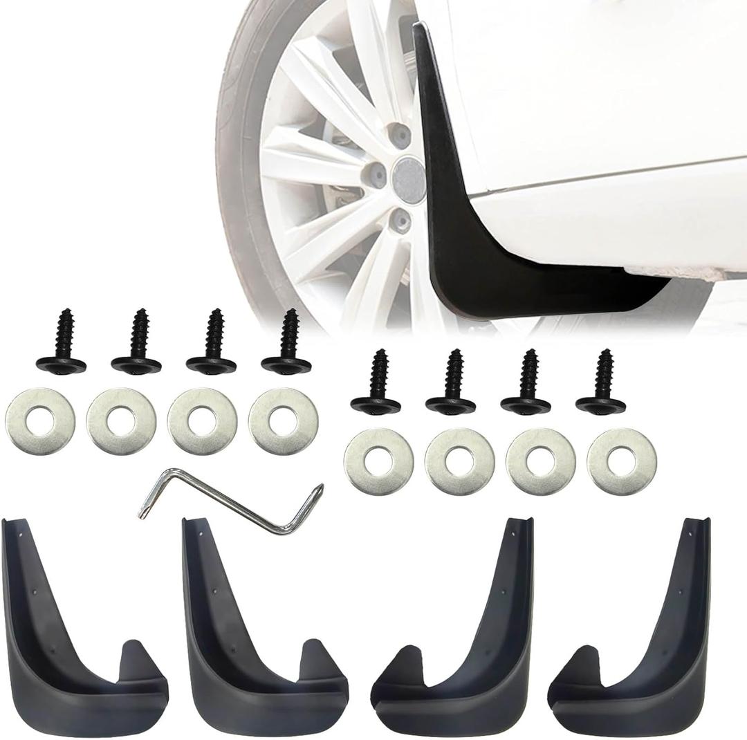 Mud Flaps, Splash Guard, No Drilling Required Mud Guards with Hardware Kits, Front and Rear Side Splash Guards Vehicle Sediment Protection Automotive Exterior Accessories for Car Truck SUV