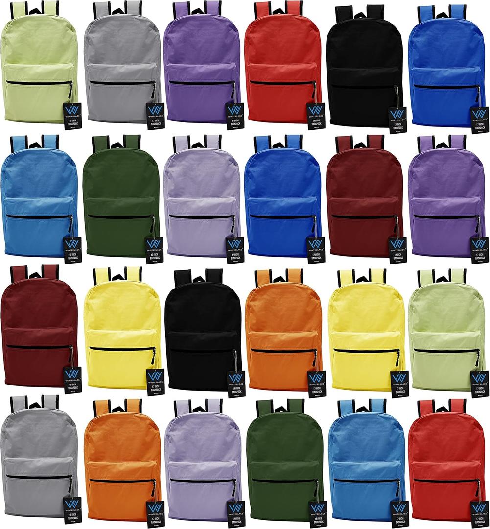 Winterlace 24 Pack Backpack, Bulk 17 inch Lightweight Outdoor Travel Gym Corporate Events Bag (Assorted) Winterlace 24 Pack Backpack, Bulk 17 inch Lightweight Outdoor Travel Gym Corporate Events Bag (Assorted)