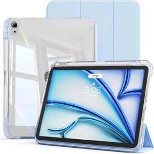 ZOPSGYU Case for iPad Air 11 Inch M3/M2 2025/2024, for iPad Air 5th/4th Generation 10.9 Inch, 2-in-1 Detachable Cover & Clear BackShell, Support Auto Wake/Sleep Case with Pencil Holder, Sky Blue