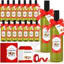 Acellegic 16 Set Christmas Coquito Bottles 25 oz Coquito Plastic WineBottles with Caps Labels Stickers PVC Shrink Capsules Ribbons Funnel for Homemade DIY Craft Xmas Party Brewing Beverages Liqueur