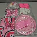 2 x Pink Mouse Birthday Party Decorations, Serves 16 Guests Mouse Theme Party Set, Include Disposable Tableware Set, Balloons, Backdrop, Cake Topper, Paper Plates and More Party Supplies for Girls