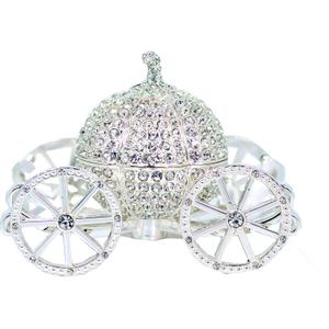 VI N VI Silver Rhinestone Princess Cinderella Crystal Pumpkin Carriage Trinket Box, Jewelry Box/Hand Painted Collectible Figurine and Decorative Jewelry Display, Holder, and Organizer