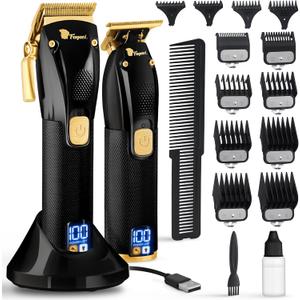 Fagaci Professional Hair Clippers for Men Set Turbo Power with Precise Cutting, Barber Clippers for Hair Cutting, Cordless Hair Clippers and Trimmers Set, Maquina de Cortar Cabello, Haircut Barber Kit (Black)
