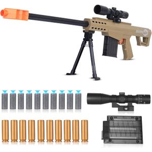 Toy Gun with Soft Bullet Guns, Toy Blasters & Guns with Shell Ejection, Shell Ejecting Shotgun with 10 Foam Soft Bullets & 10 Shells & Scope Sniper, Party Birthday Gifts for Boys Girls Age 8+