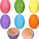 CroBlissful 6 Pcs Wooden Easter Eggs 2.76 Inch Fillable Fake Easter Eggs Bulk Reusable DIY Empty Wooden for Crafts Hunt Basket Stuffers Fillers Party Favor Decorations (Multicolor)