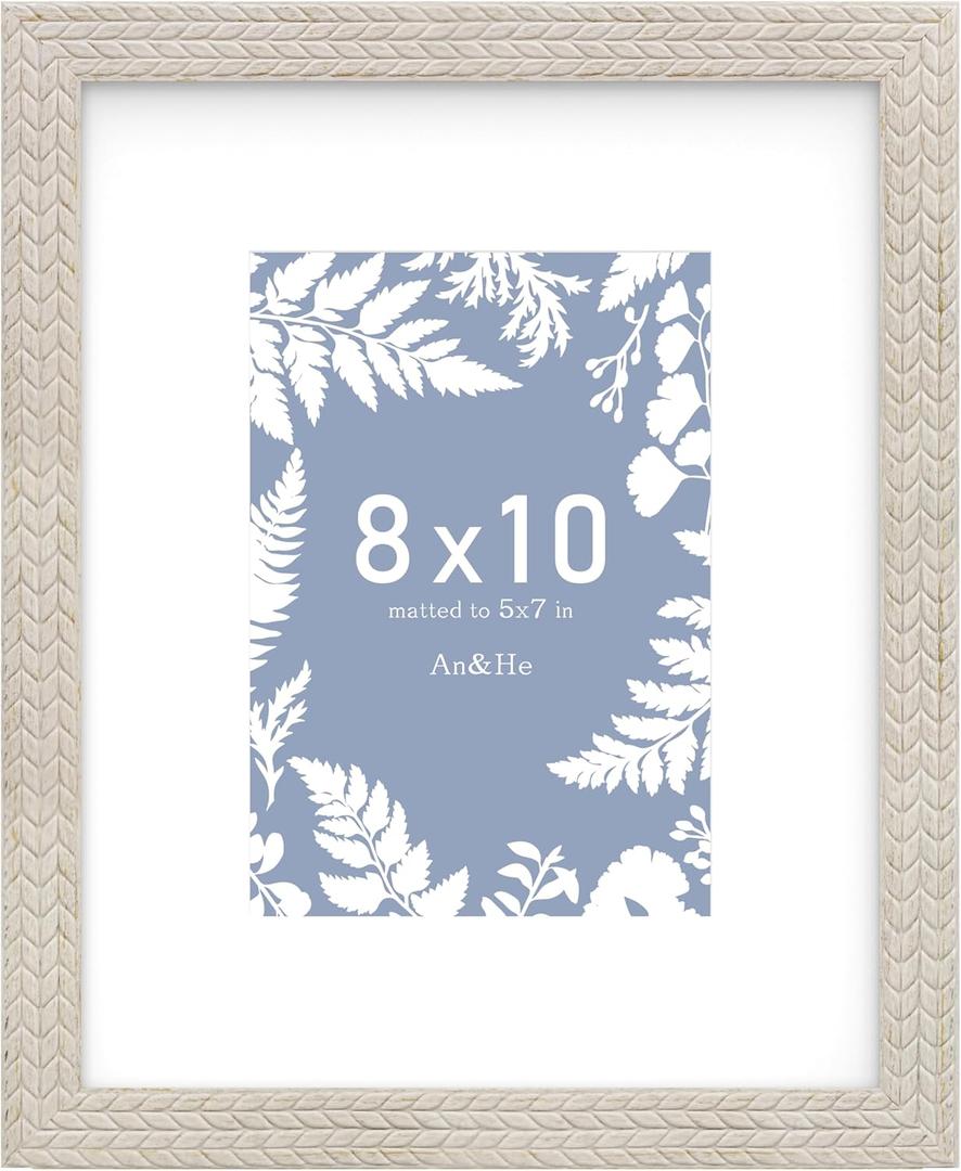 An&He 8x10 Picture Frames, Rustic Vintage Photo Frame with HD Plastic Cover, for Wall Hanging or Tabletop Display, Excellent Decorative Artwork (OW)