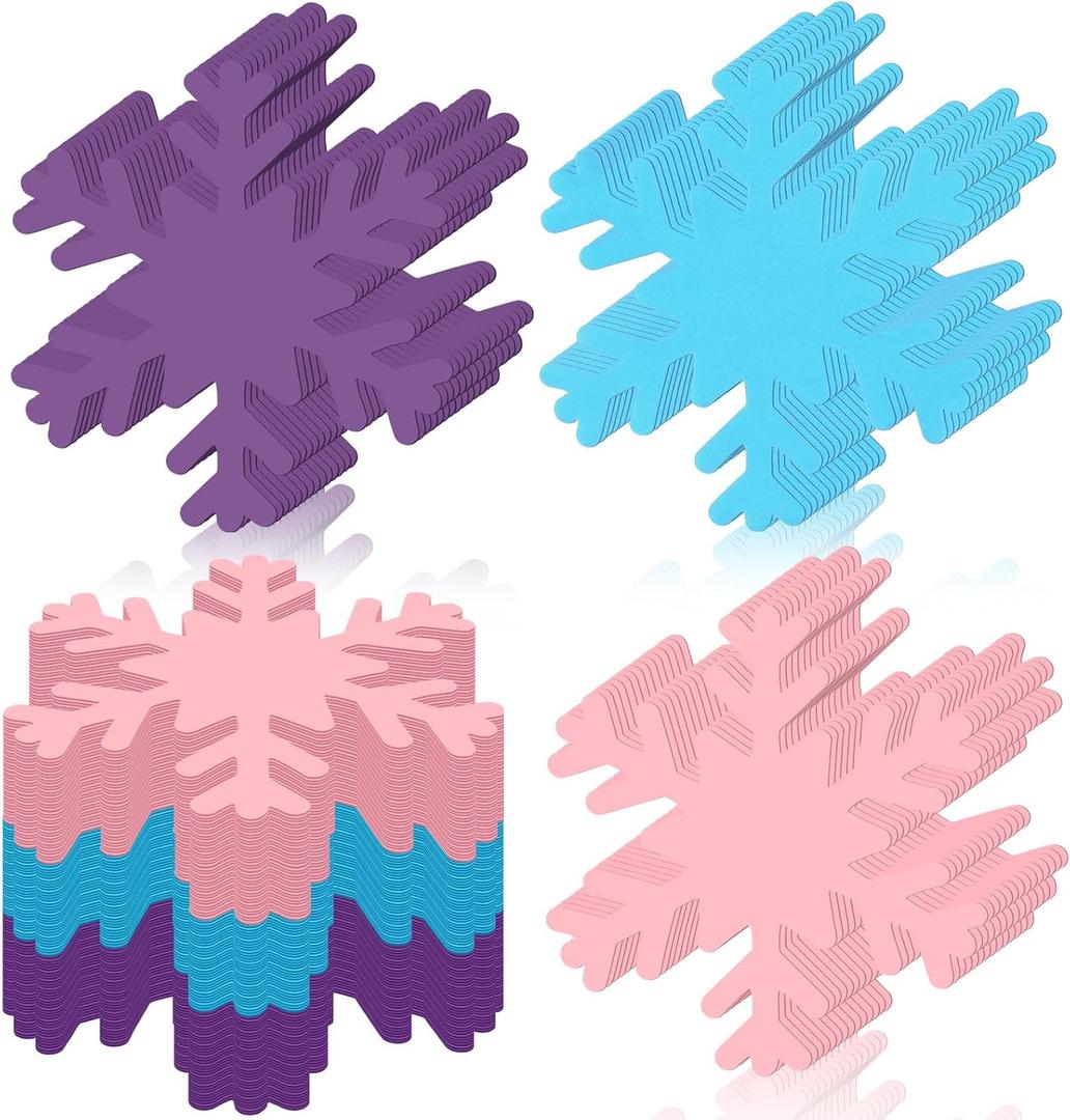 Kisston 360 Pcs Snowflake Cutouts Paper 3.9 Inch Winter Snowflake Shape Die Cuts Paper for DIY Projects Craft Classroom Bulletin Board Decor (Pink,Purple,Blue,Classic Style)
