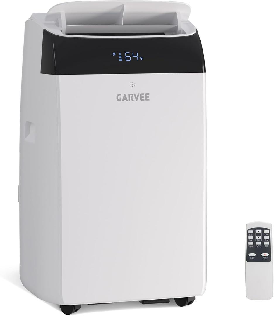 Garvee 14,000 BTU Inverter Portable Air Conditioner, Dual Hose with Heat Pump, Energy Efficient Smart AC Unit for Rooms Up to 700 sq.ft, Quiet Cooling & Dehumidifier with Remote